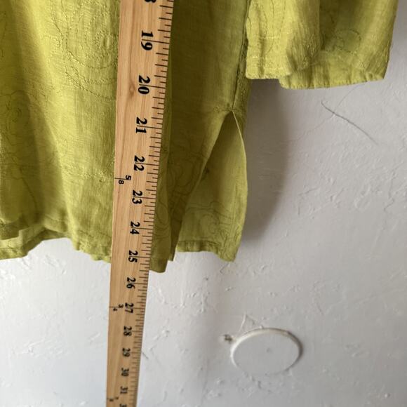 French Laundry Y2k Womens‎ Medium Green Cottage Linen Silk Floral Embroidered - Picture 6 of 10